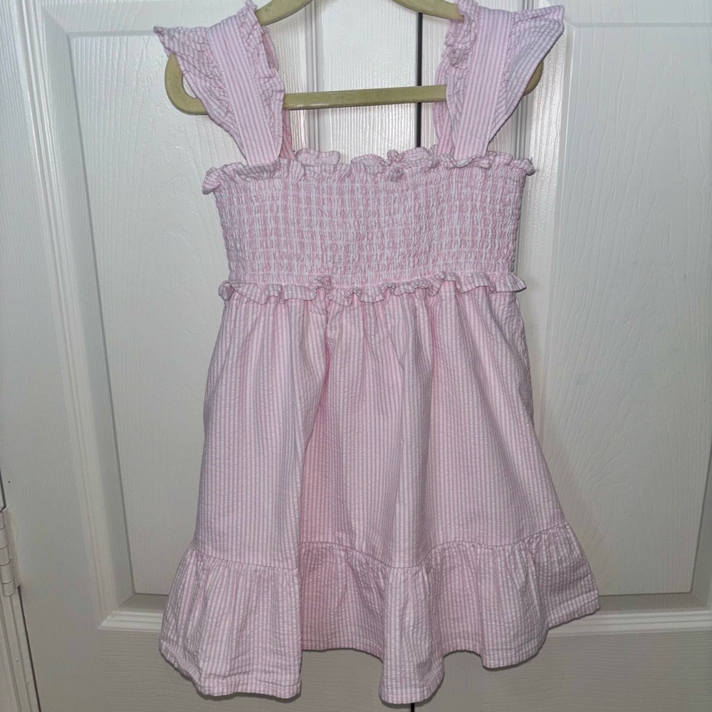 Pink and white seersucker dress Janie and Jack